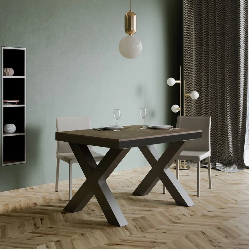 Garamond Evolution - Tavolo allungabile industrial gambe in metallo piano in legno - Vari modelli