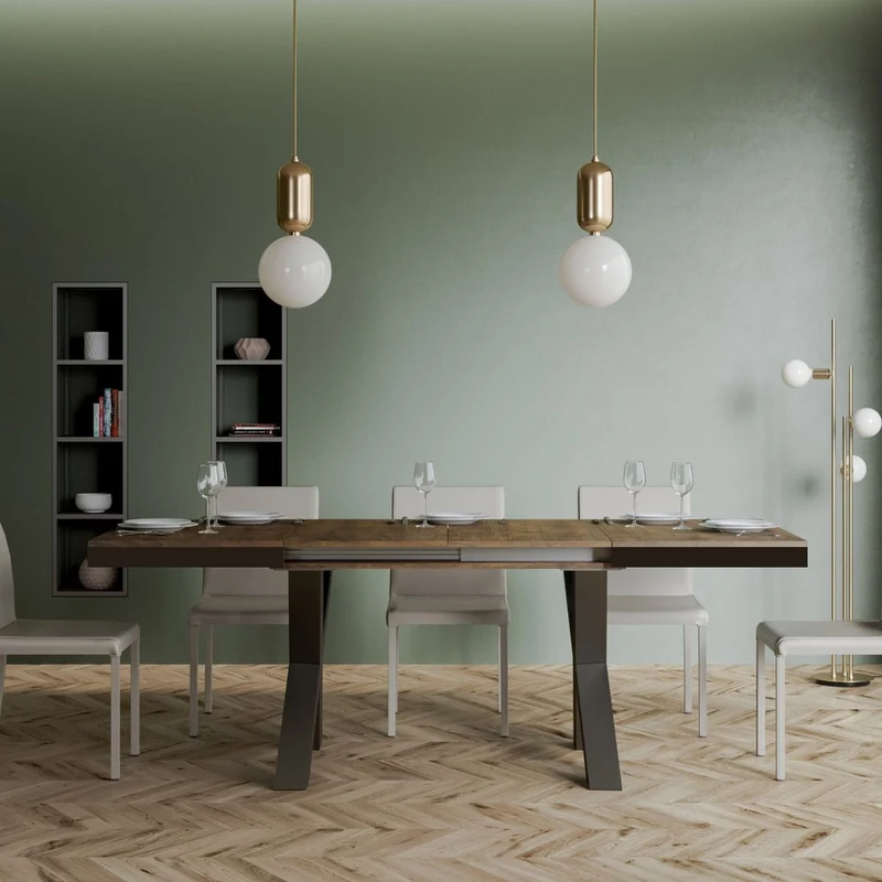 Garamond Evolution - Tavolo allungabile industrial gambe in metallo piano in legno - Vari modelli