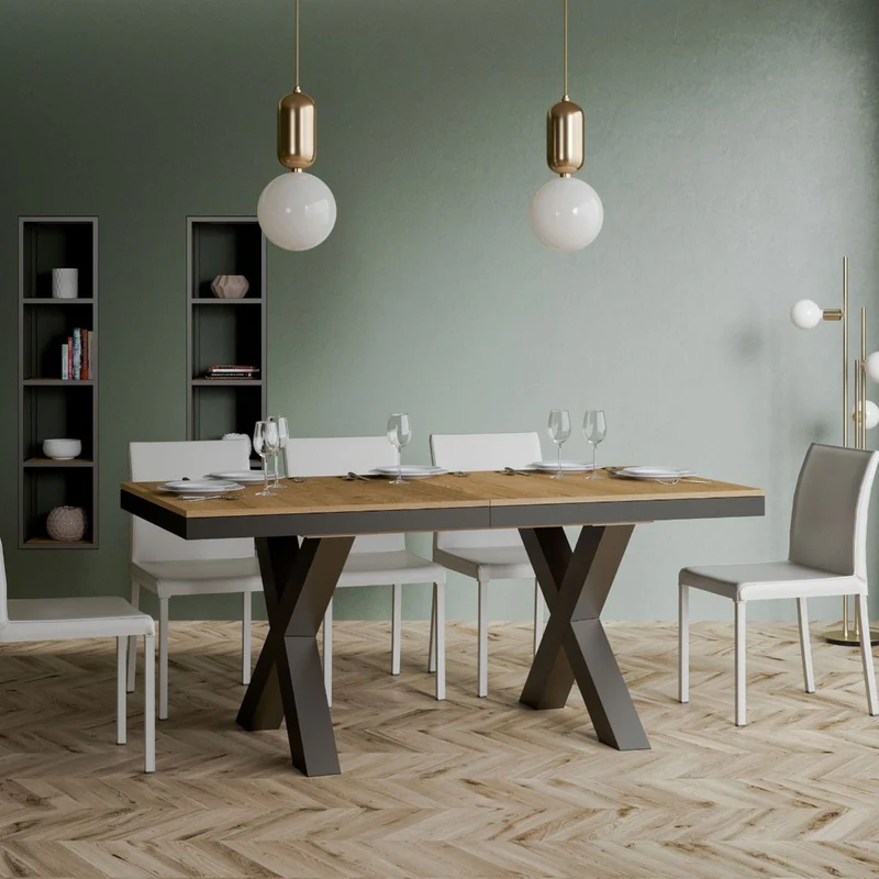 Garamond Evolution - Tavolo allungabile industrial gambe in metallo piano in legno - Vari modelli