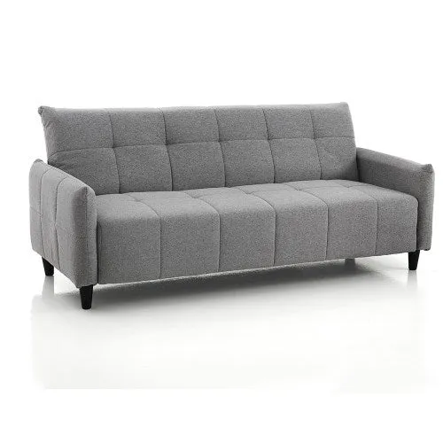 Divano letto moderno 3 posti in tessuto grigio schienale reclinabile cm 205x83x86h