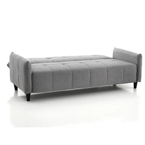 Divano letto moderno 3 posti in tessuto grigio schienale reclinabile cm 205x83x86h