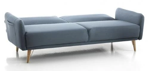 Divano letto 3 posti da soggiorno in similpelle colore blu cm 210x86x86h