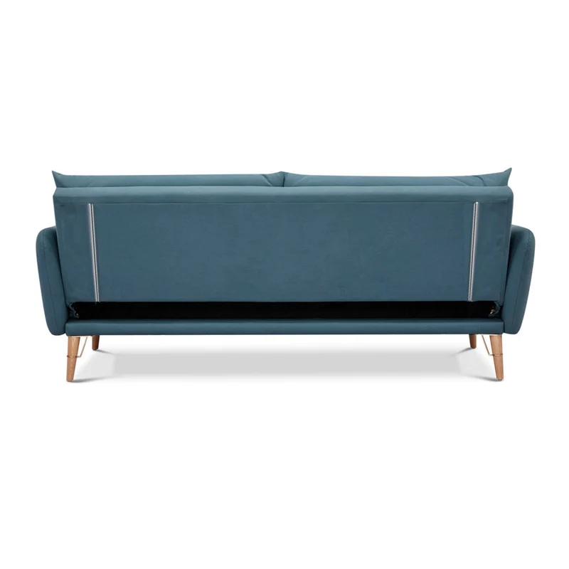 Divano letto 3 posti da soggiorno in similpelle colore blu cm 210x86x86h
