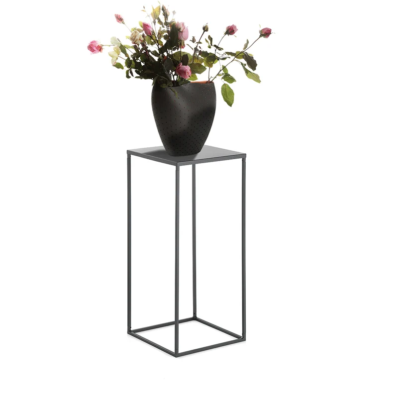 Tavolino alto portavaso da salotto in metallo stile industriale cm 30x30x70h