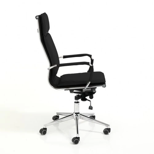 Poltrona ufficio imbottita rivestita similpelle struttura in acciaio cromato cm 54x63x110/117h - vari colori