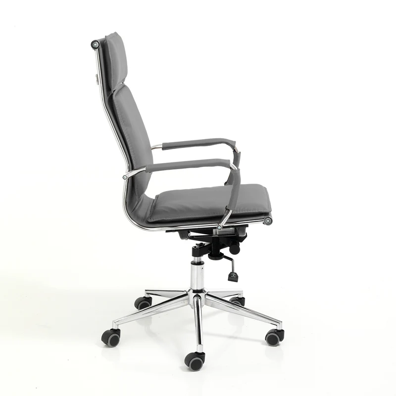 Poltrona ufficio imbottita rivestita similpelle struttura in acciaio cromato cm 54x63x110/117h - vari colori
