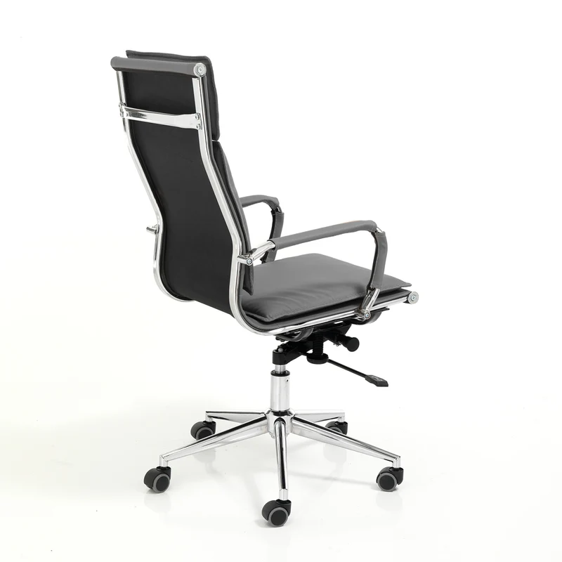Poltrona ufficio imbottita rivestita similpelle struttura in acciaio cromato cm 54x63x110/117h - vari colori