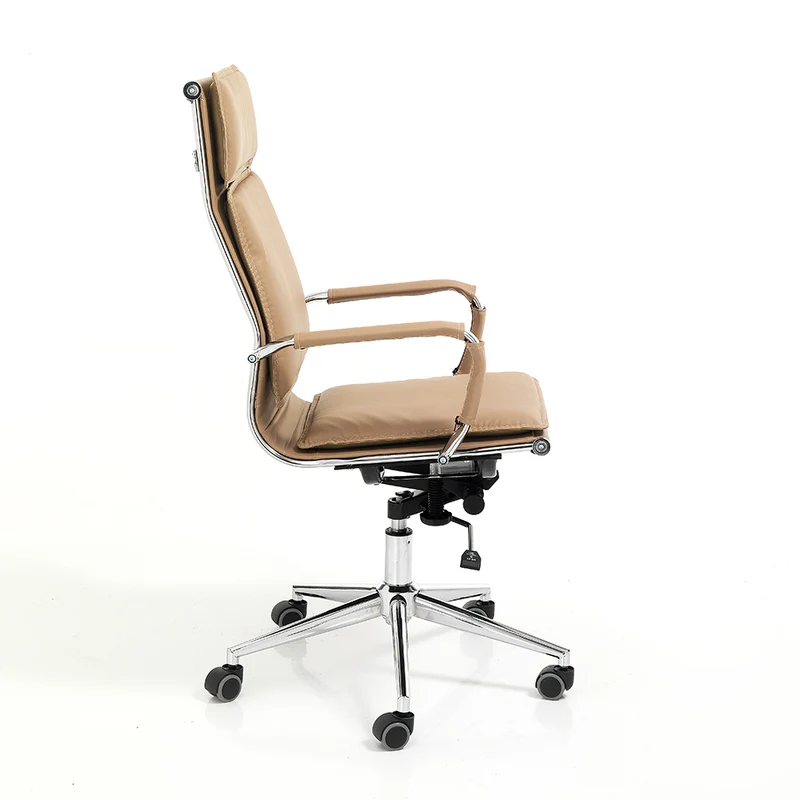 Poltrona ufficio imbottita rivestita similpelle struttura in acciaio cromato cm 54x63x110/117h - vari colori