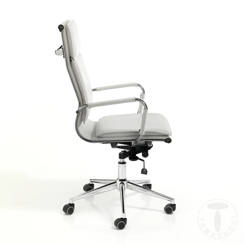 Poltrona ufficio imbottita rivestita similpelle struttura in acciaio cromato cm 54x63x110/117h - vari colori