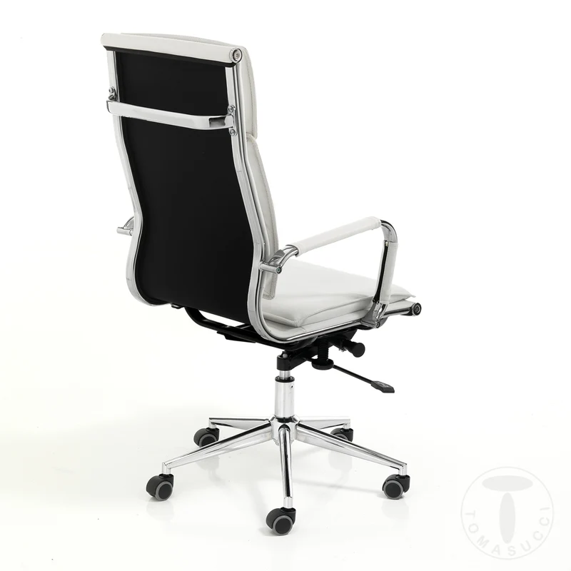 Poltrona ufficio imbottita rivestita similpelle struttura in acciaio cromato cm 54x63x110/117h - vari colori
