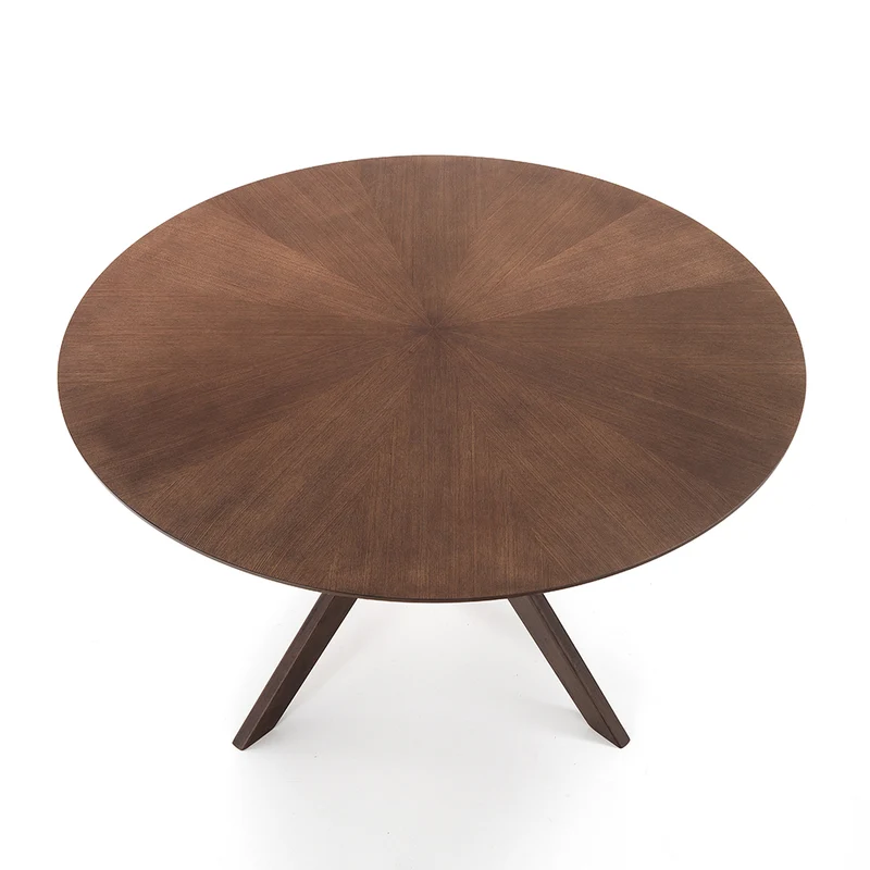 Tavolo tondo moderno base in legno massello colore noce cm Ø 137x75h - vari colori