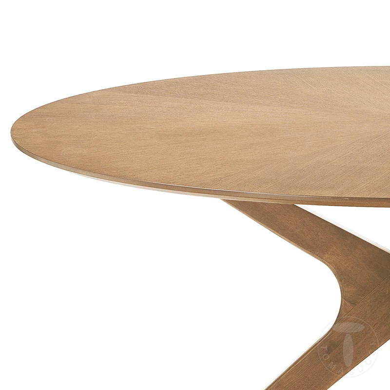 Tavolo tondo moderno base in legno massello colore noce cm Ø 137x75h - vari colori