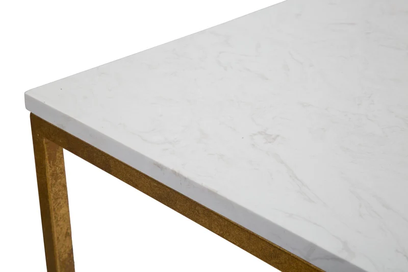 Tavolino da caffè struttura in metallo dorato piano effetto marmo cm 47x47x60h