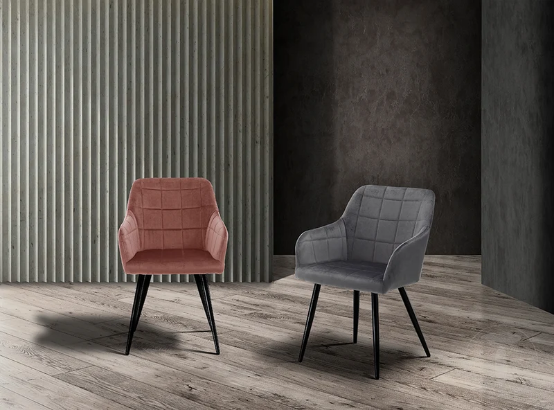 Set da 2 poltroncina sedia living in velluto gambe in metallo nero cm 55x60x83h - vari colori