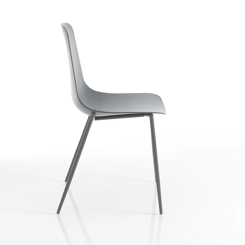 Set da 4 Sedia da esterno interno in polipropilene grigio opaco e acciaio cm 46x53x88h - vari colori
