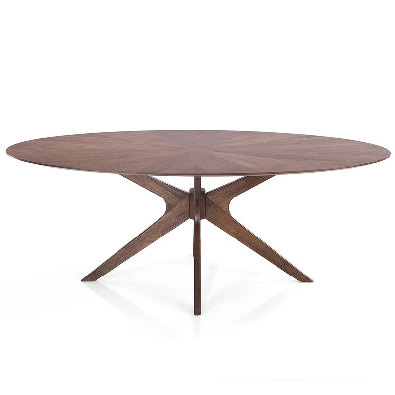 Tavolo ovale moderno da salotto base in legno massello cm 190x110x75h - vari colori