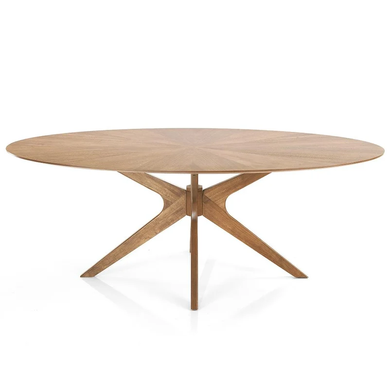 Tavolo ovale moderno da salotto base in legno massello cm 190x110x75h - vari colori