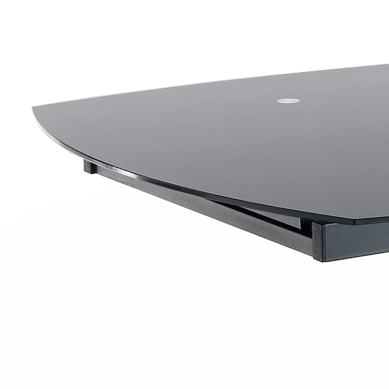 Tavolo moderno allungabile base in metallo e piano in vetro colore nero cm 105/165x95x77h