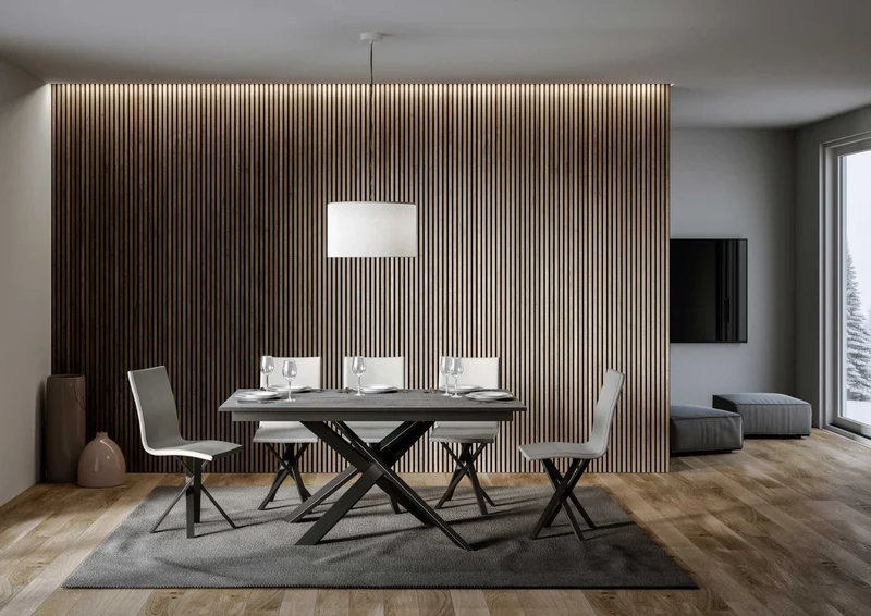 Yasir - Tavolo allungabile moderno gambe intrecciate in metallo cm 160/220x90x74h - vari colori