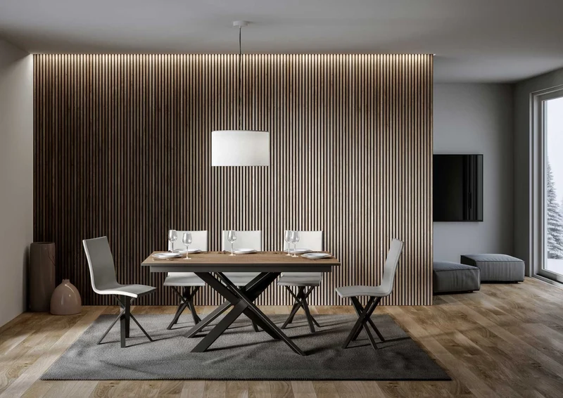 Yasir - Tavolo allungabile moderno gambe intrecciate in metallo cm 160/220x90x74h - vari colori