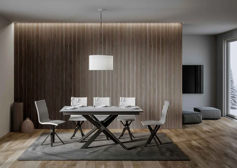 Yasir - Tavolo allungabile moderno gambe intrecciate in metallo cm 160/220x90x74h - vari colori