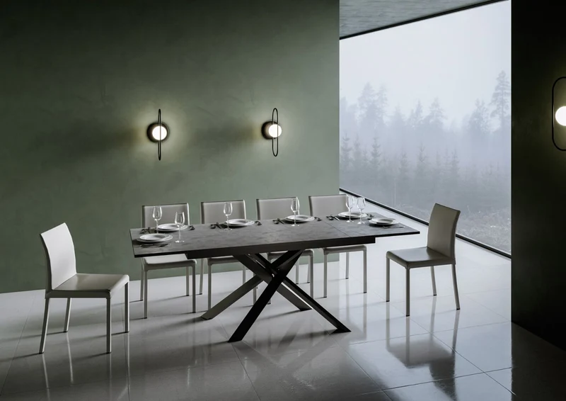 Yasir - Tavolo allungabile moderno gambe intrecciate in metallo cm 160/220x90x74h - vari colori