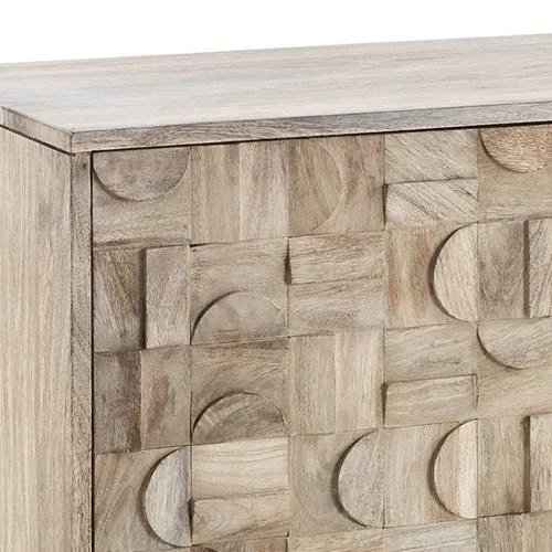 Madia 3 ante moderna in legno massello di mango base in metallo cm 172x45x75h