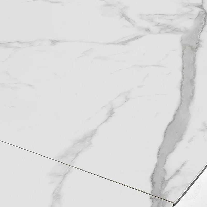 Tavolo allungabile in acciaio piano vetro e ceramica finitura marmo cm 160/240x90x75h - vari colori