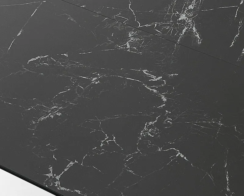 Tavolo allungabile in acciaio piano vetro e ceramica finitura marmo cm 160/240x90x75h - vari colori