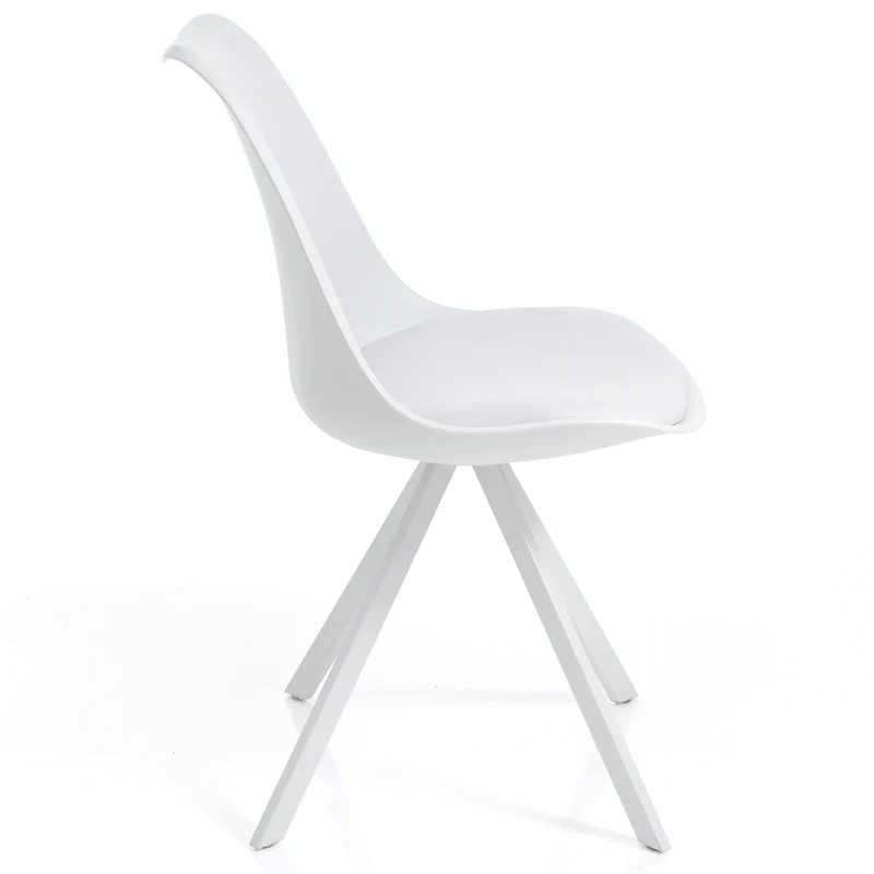 Set da 4 Sedia moderna in polipropilene con cuscino gambe acciaio cm 48x58x82h - vari colori