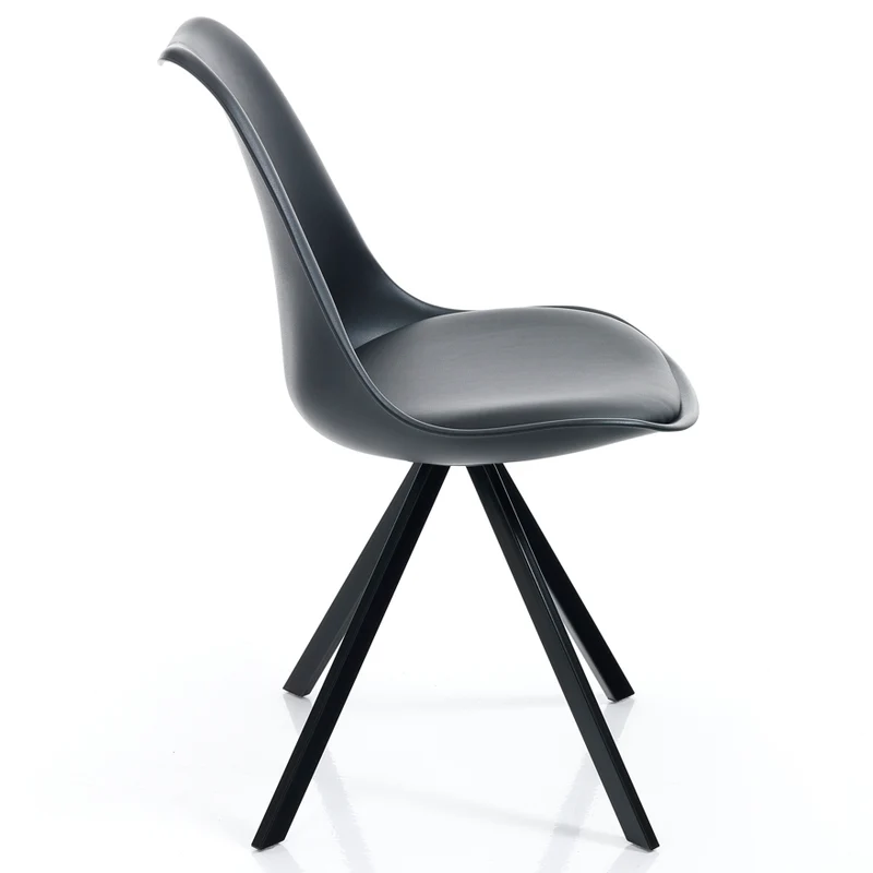 Set da 4 Sedia moderna in polipropilene con cuscino gambe acciaio cm 48x58x82h - vari colori