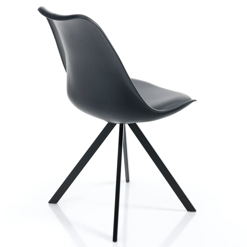 Set da 4 Sedia moderna in polipropilene con cuscino gambe acciaio cm 48x58x82h - vari colori