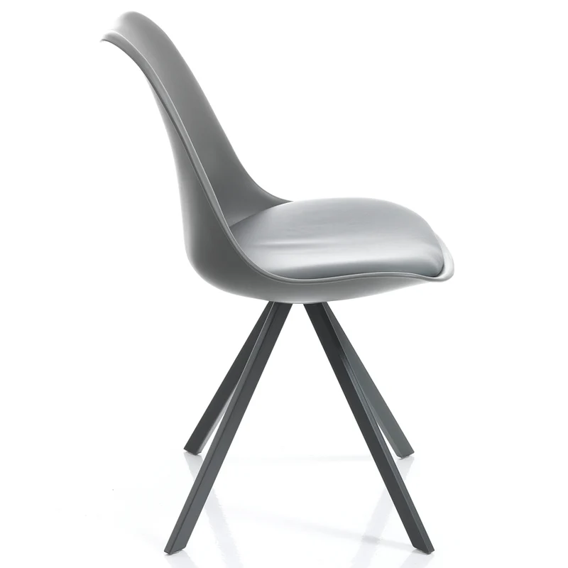 Set da 4 Sedia moderna in polipropilene con cuscino gambe acciaio cm 48x58x82h - vari colori