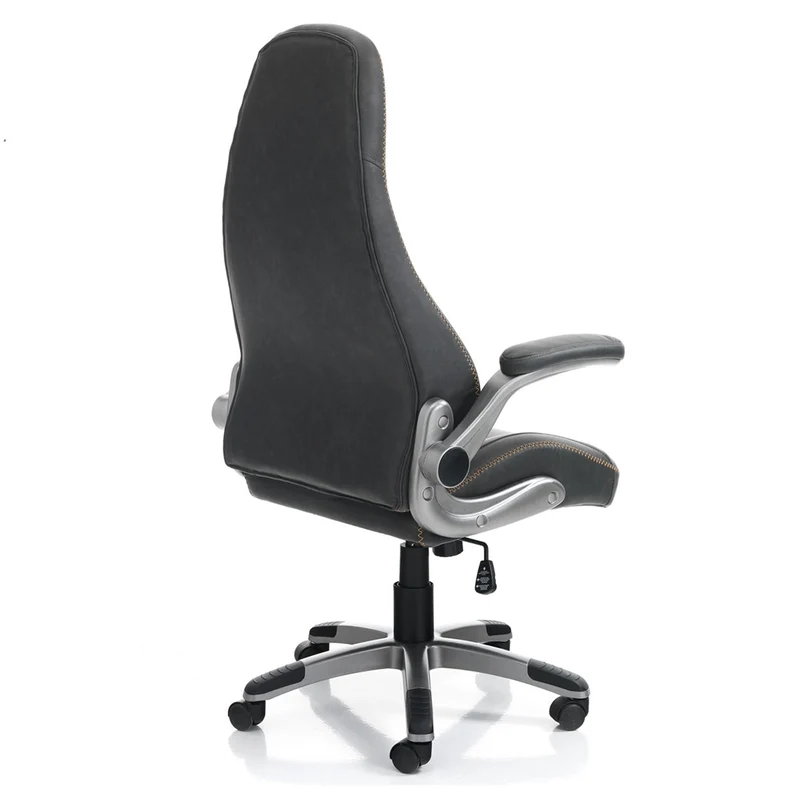 Poltrona da ufficio direzionale imbottita in similpelle colore grigio cm 72x65x119/125h