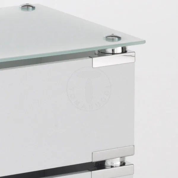 Cassettiera per ufficio 4 cassetti girevoli in legno top in vetro colore bianco cm 38x31x74h