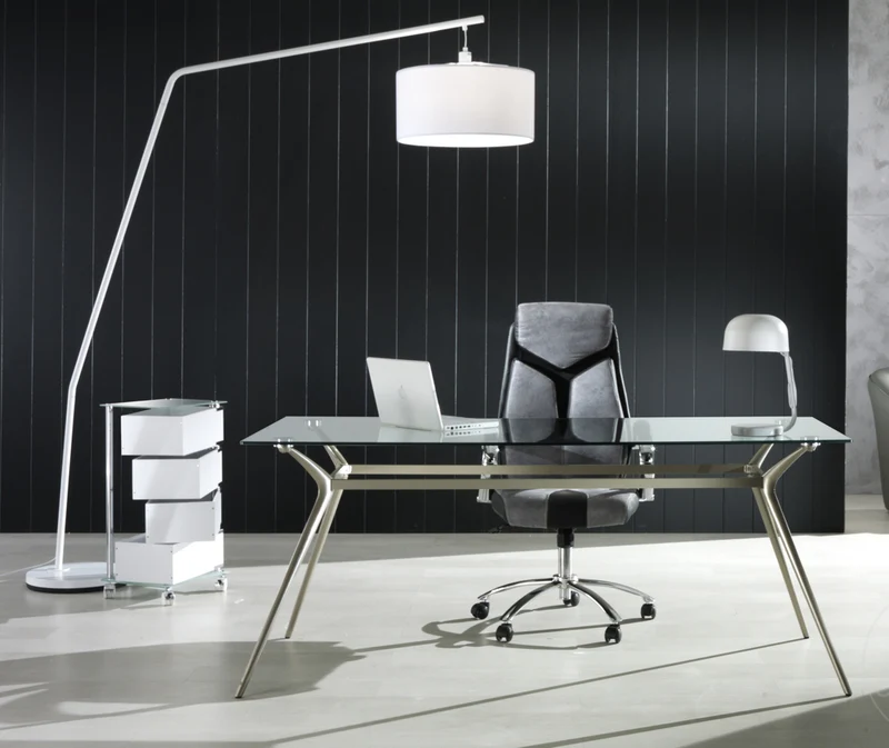 Cassettiera per ufficio 4 cassetti girevoli in legno top in vetro colore bianco cm 38x31x74h