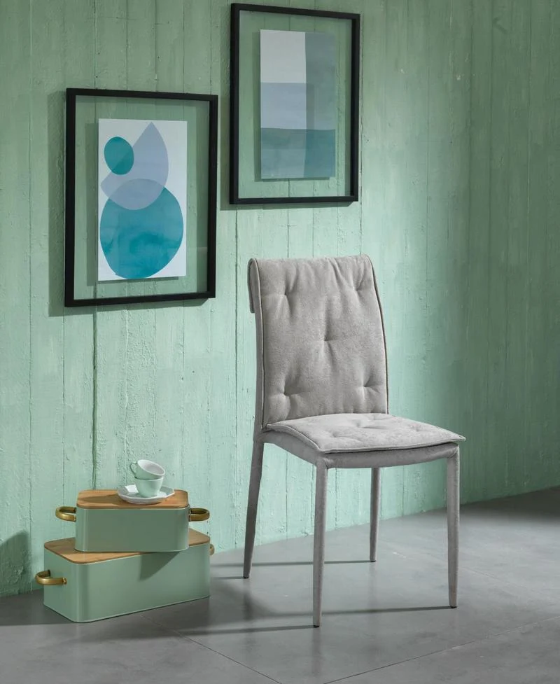 Set da 4 Sedia moderna per soggiorno in metallo e tessuto cm 44x56x91h - vari colori