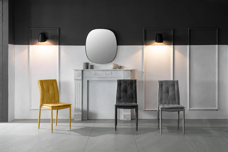 Set da 4 Sedia moderna per soggiorno in metallo e tessuto cm 44x56x91h - vari colori