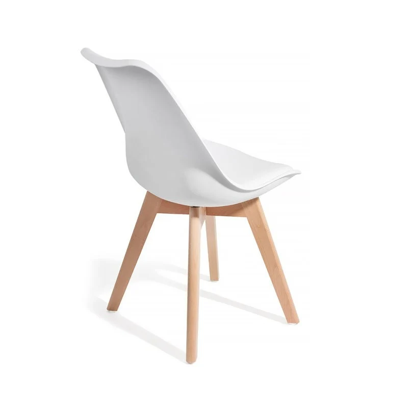 Set da 4 Sedia moderna con gambe in legno finitura rovere e cuscino in ecopelle cm 49x54x81h - vari colori