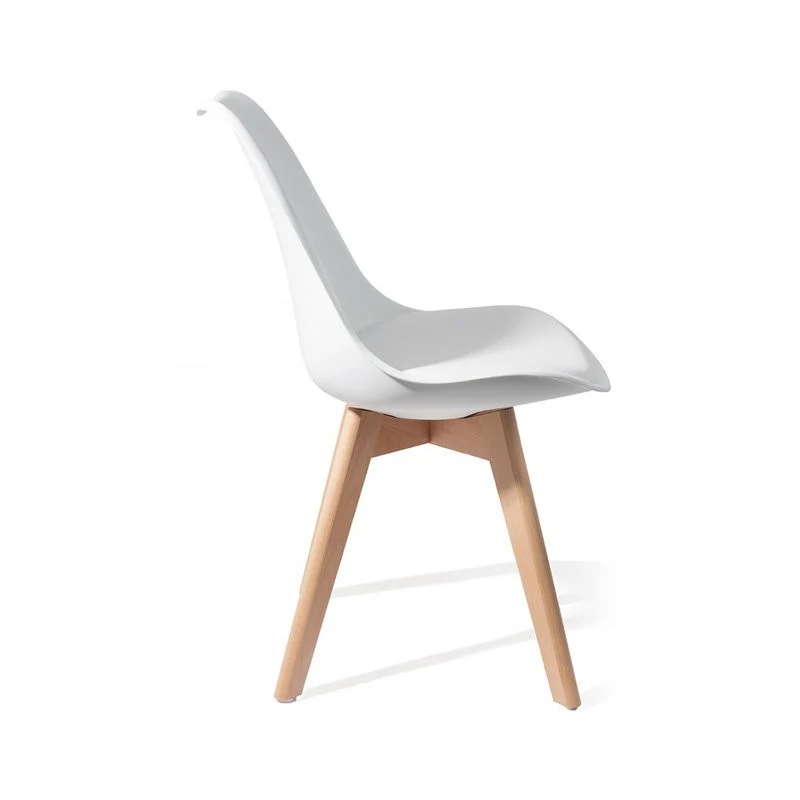 Set da 4 Sedia moderna con gambe in legno finitura rovere e cuscino in ecopelle cm 49x54x81h - vari colori
