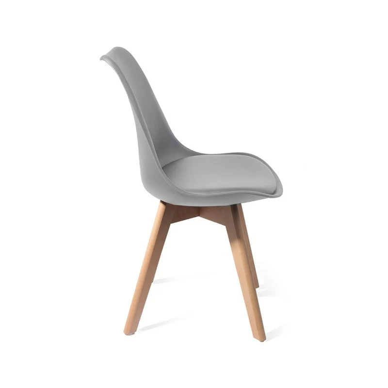 Set da 4 Sedia moderna con gambe in legno finitura rovere e cuscino in ecopelle cm 49x54x81h - vari colori