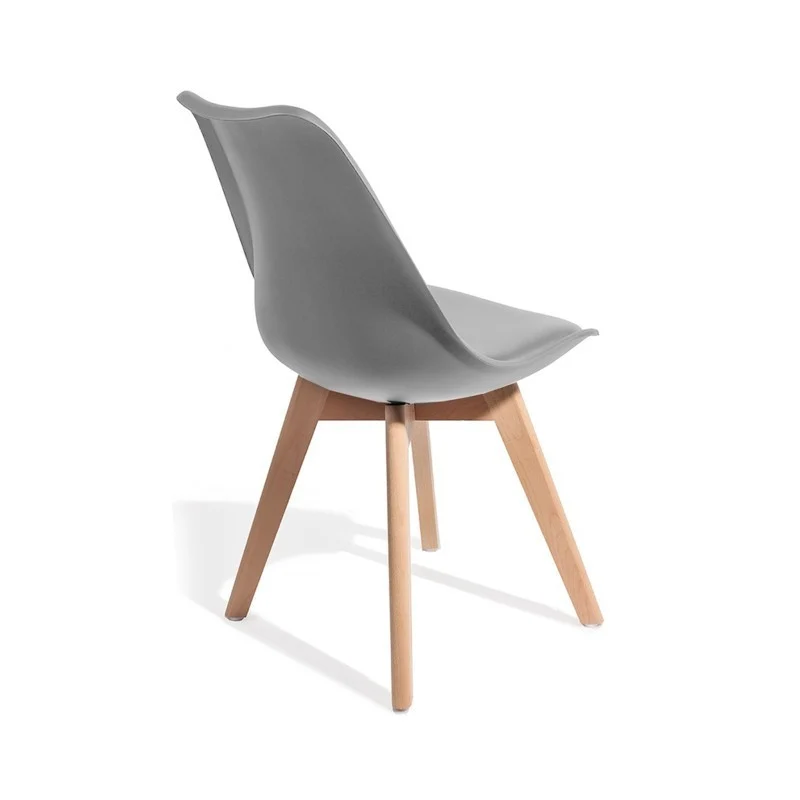 Set da 4 Sedia moderna con gambe in legno finitura rovere e cuscino in ecopelle cm 49x54x81h - vari colori