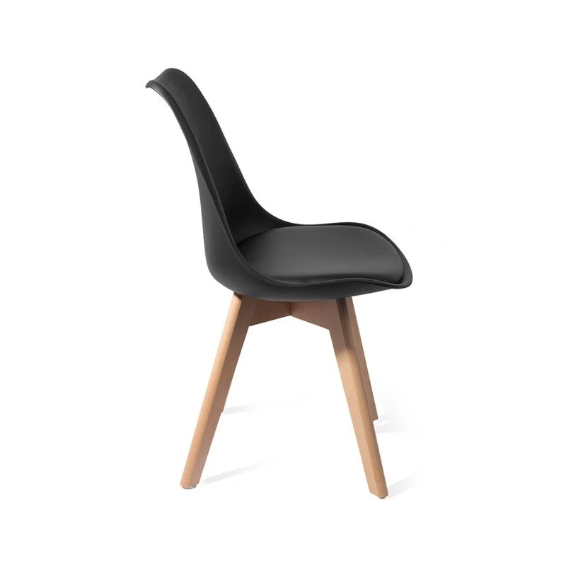 Set da 4 Sedia moderna con gambe in legno finitura rovere e cuscino in ecopelle cm 49x54x81h - vari colori