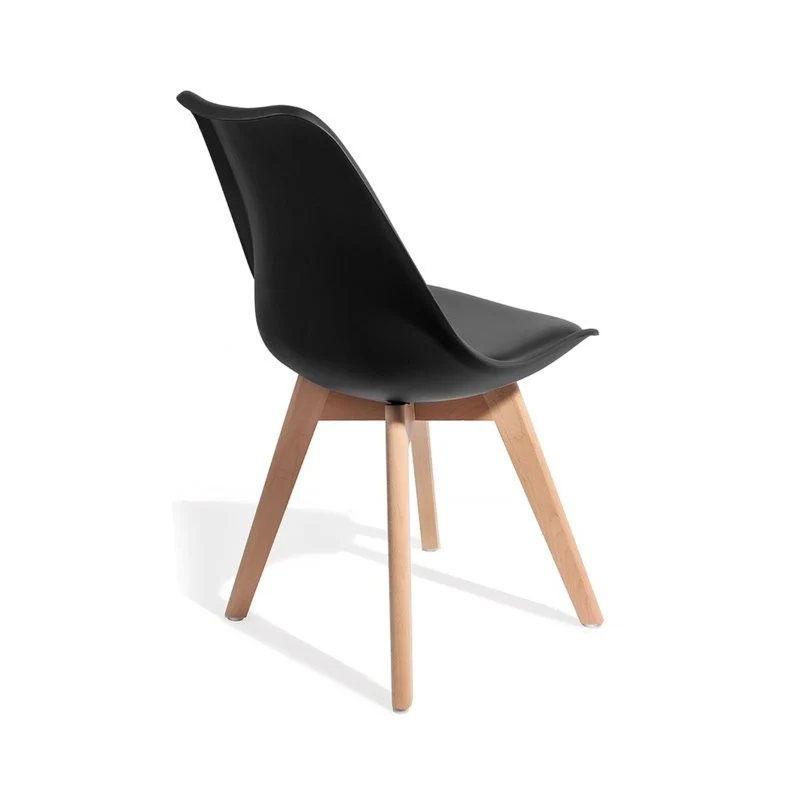 Set da 4 Sedia moderna con gambe in legno finitura rovere e cuscino in ecopelle cm 49x54x81h - vari colori
