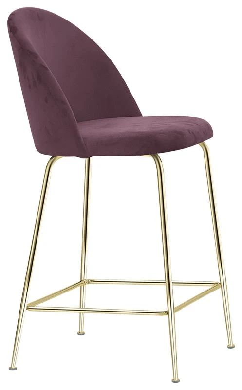 Set da 2 Sgabello fisso moderno in metallo dorato e tessuto cm 44x42x108h - vari colori