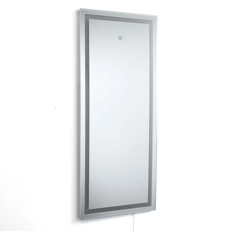 Specchio da parete con luci led integrate su specchio e accensione touch cm 50x2x120h