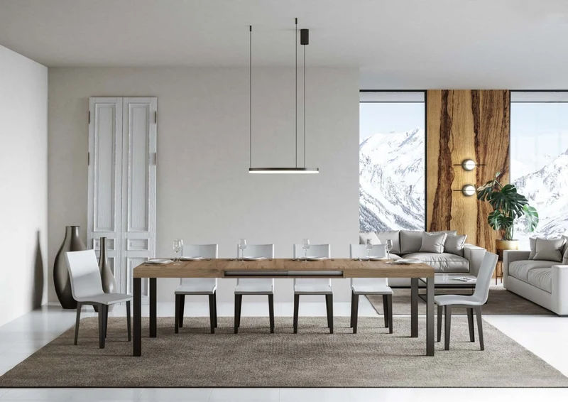 Ares - Tavolo da pranzo allungabile industrial gambe in metallo piano legno - Vari modelli
