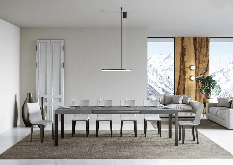 Ares - Tavolo da pranzo allungabile industrial gambe in metallo piano legno - Vari modelli