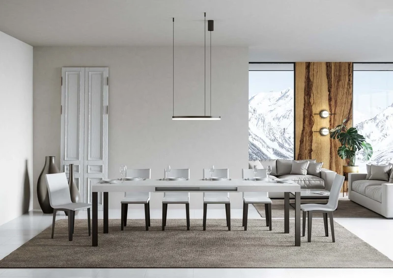 Ares - Tavolo da pranzo allungabile industrial gambe in metallo piano legno - Vari modelli