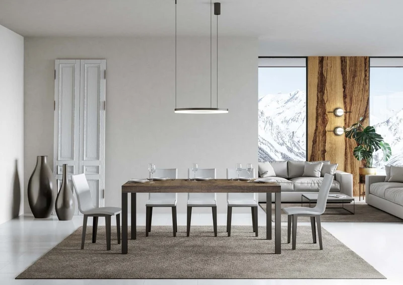 Ares - Tavolo da pranzo allungabile industrial gambe in metallo piano legno - Vari modelli